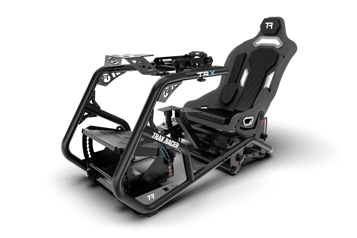 Black racing seat with frame on a transparent background