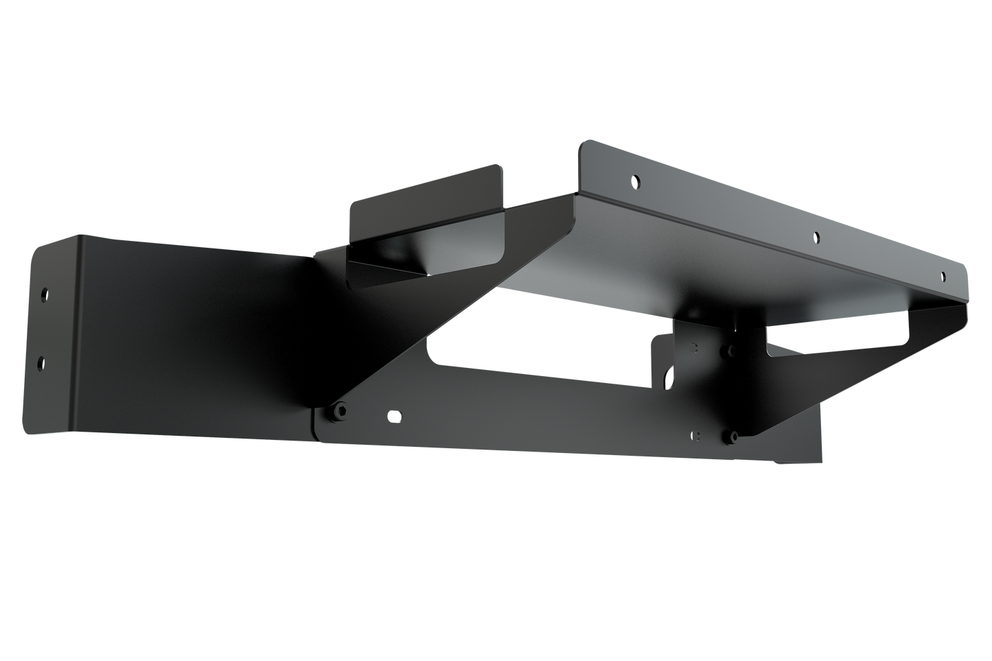 Black metal bracket on a white background
