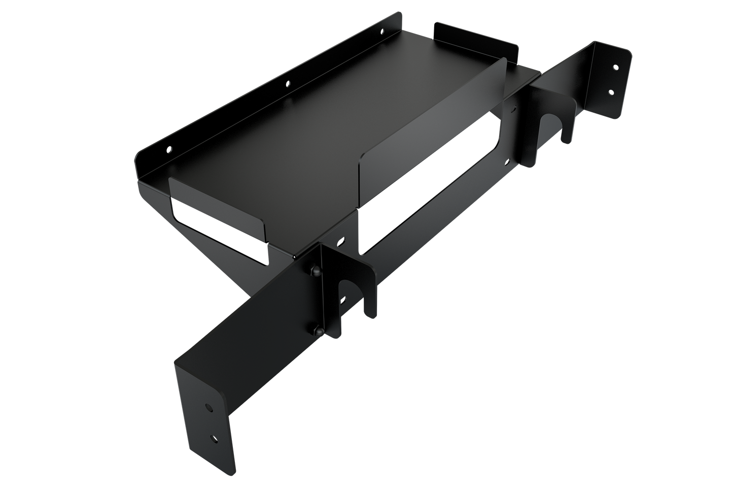 Black metal bracket on a white background
