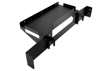 Black metal bracket on a white background