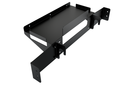 Black metal bracket on a white background