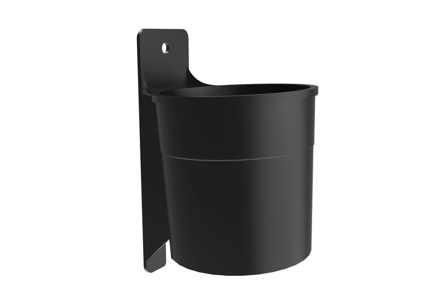 Black wall-mounted planter on a white background