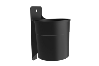 Black wall-mounted planter on a white background