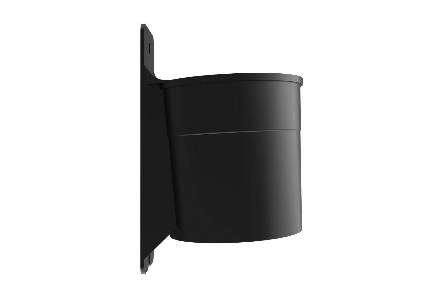 Black wall-mounted planter on a white background