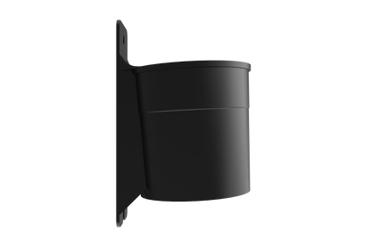 Black wall-mounted planter on a white background