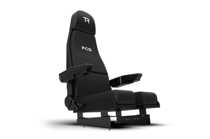 Trak Racer FCS Flight Simulator Seat installed in a flight simulator cockpit