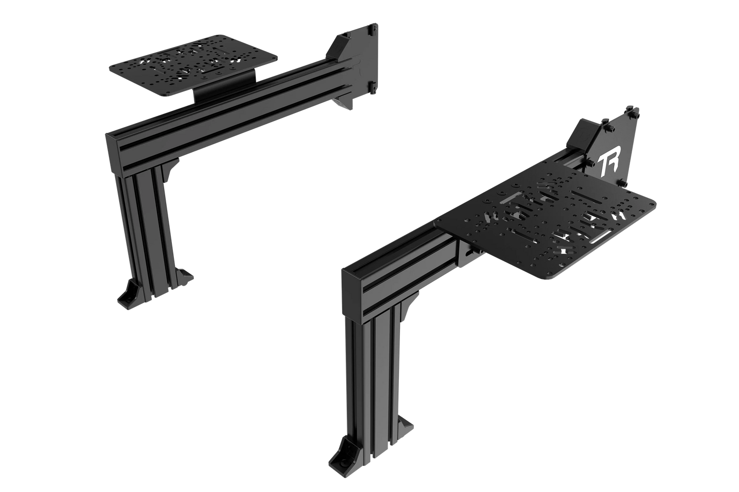 Black metal bracket or stand on a white background