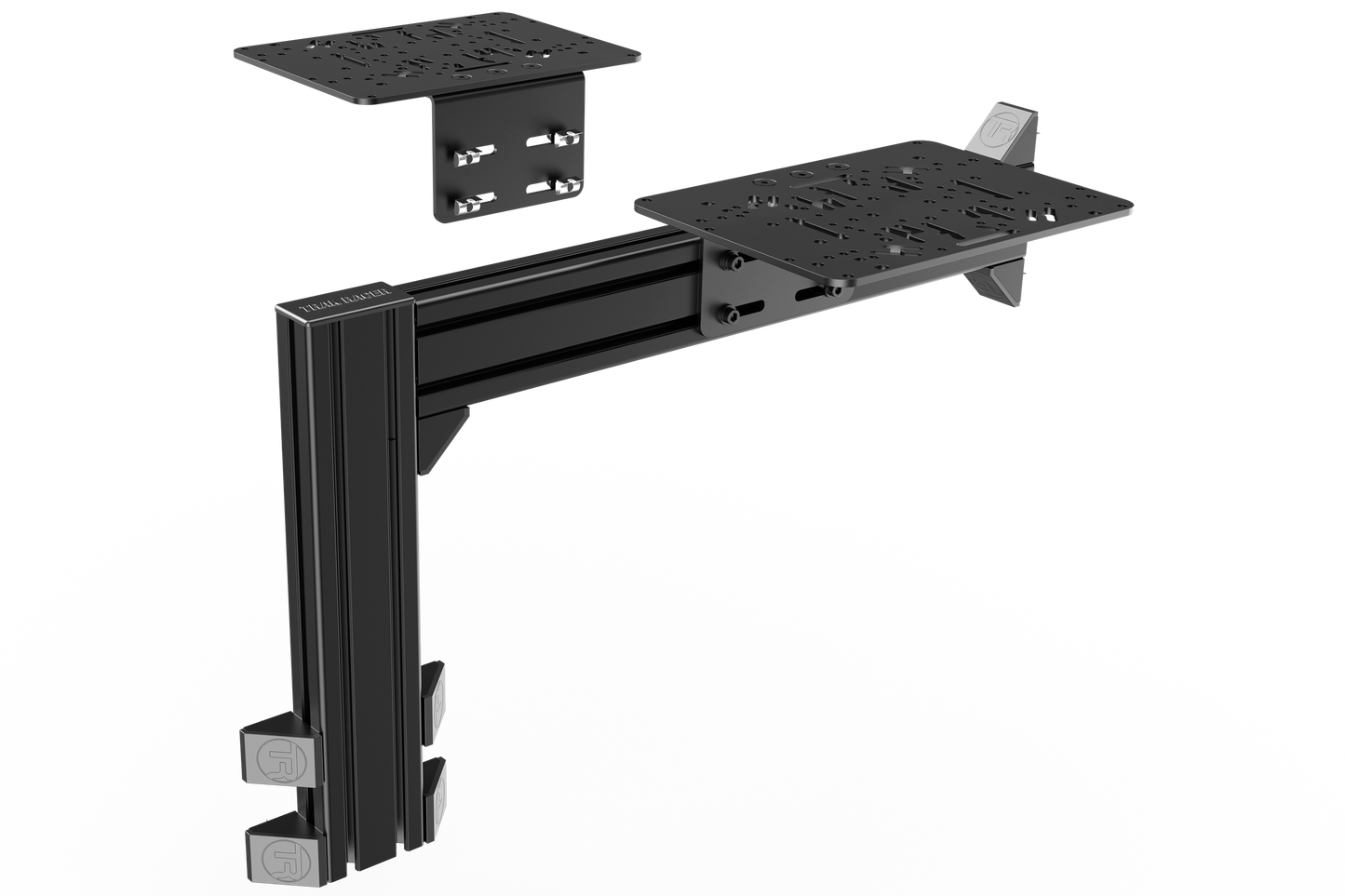 Black metal bracket on a white background