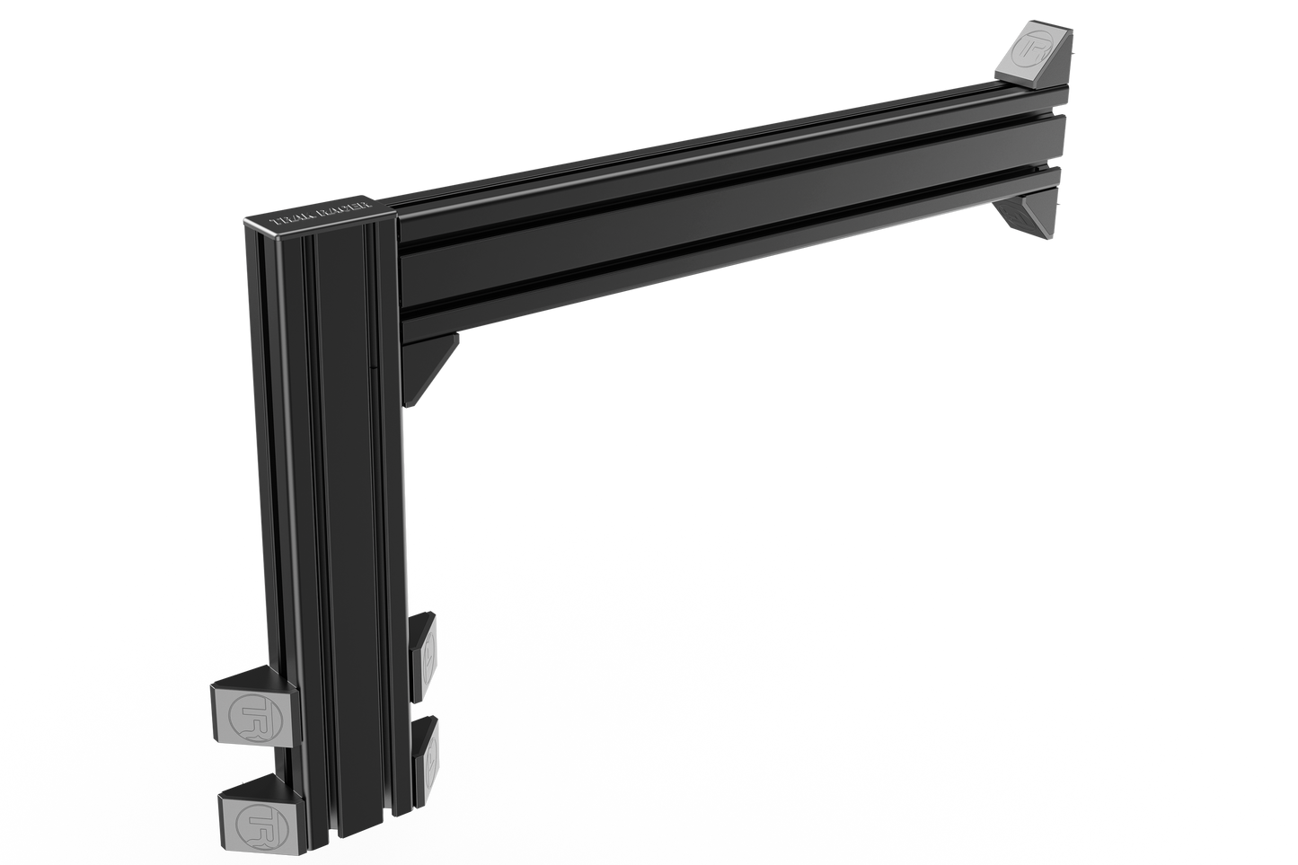 Black metal bracket on a white background