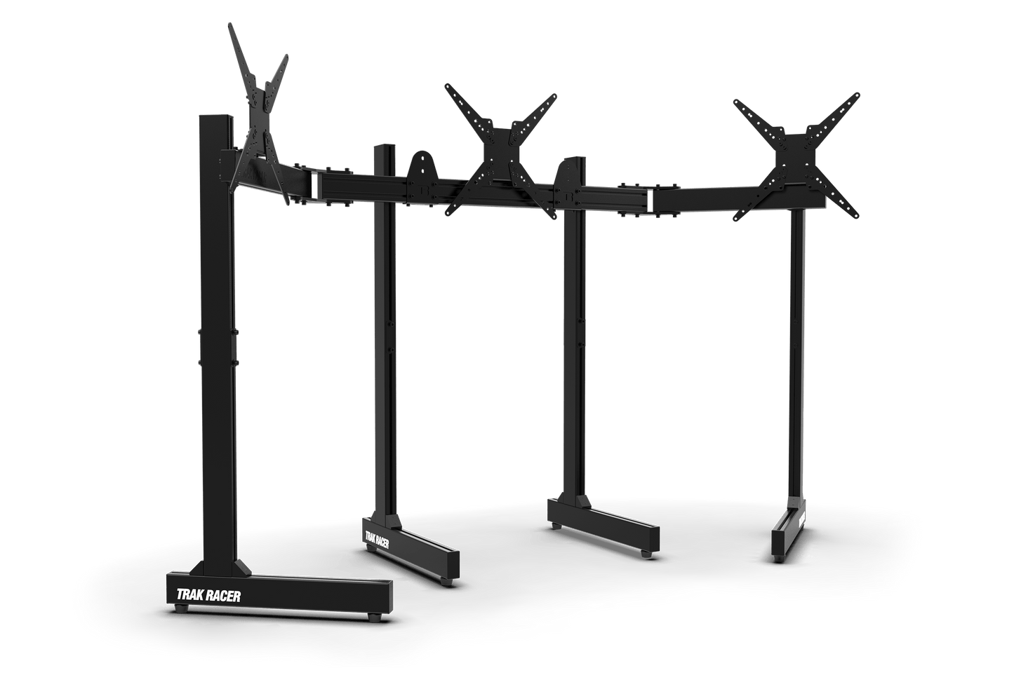 Black bike stand with multiple bike racks on a transparent background