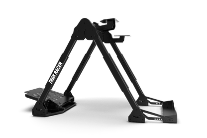 Black bike rack with 'Trike Racer' branding on a transparent background