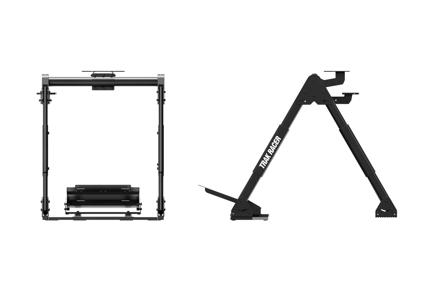 Black metal frame and adjustable stand on a white background
