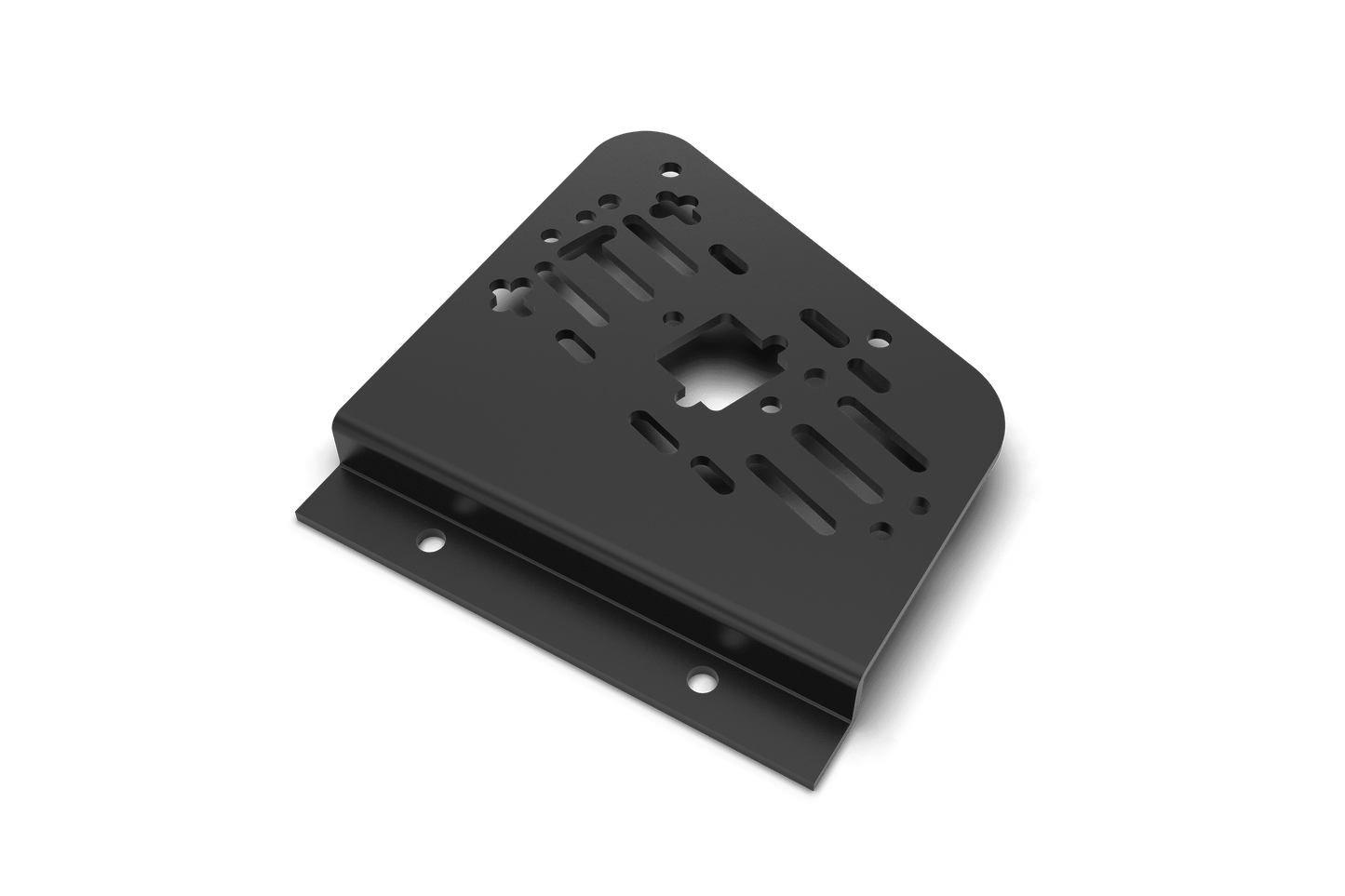 Black metal bracket on a green background