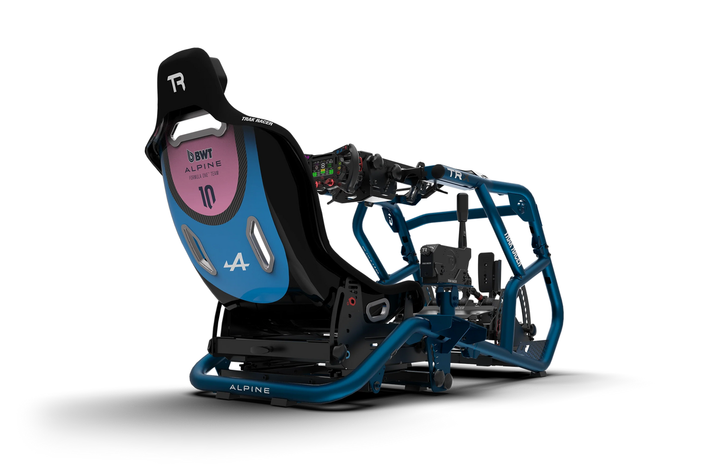 Trak Racer HSX racing seat featuring official BWT Alpine Formula One Team livery