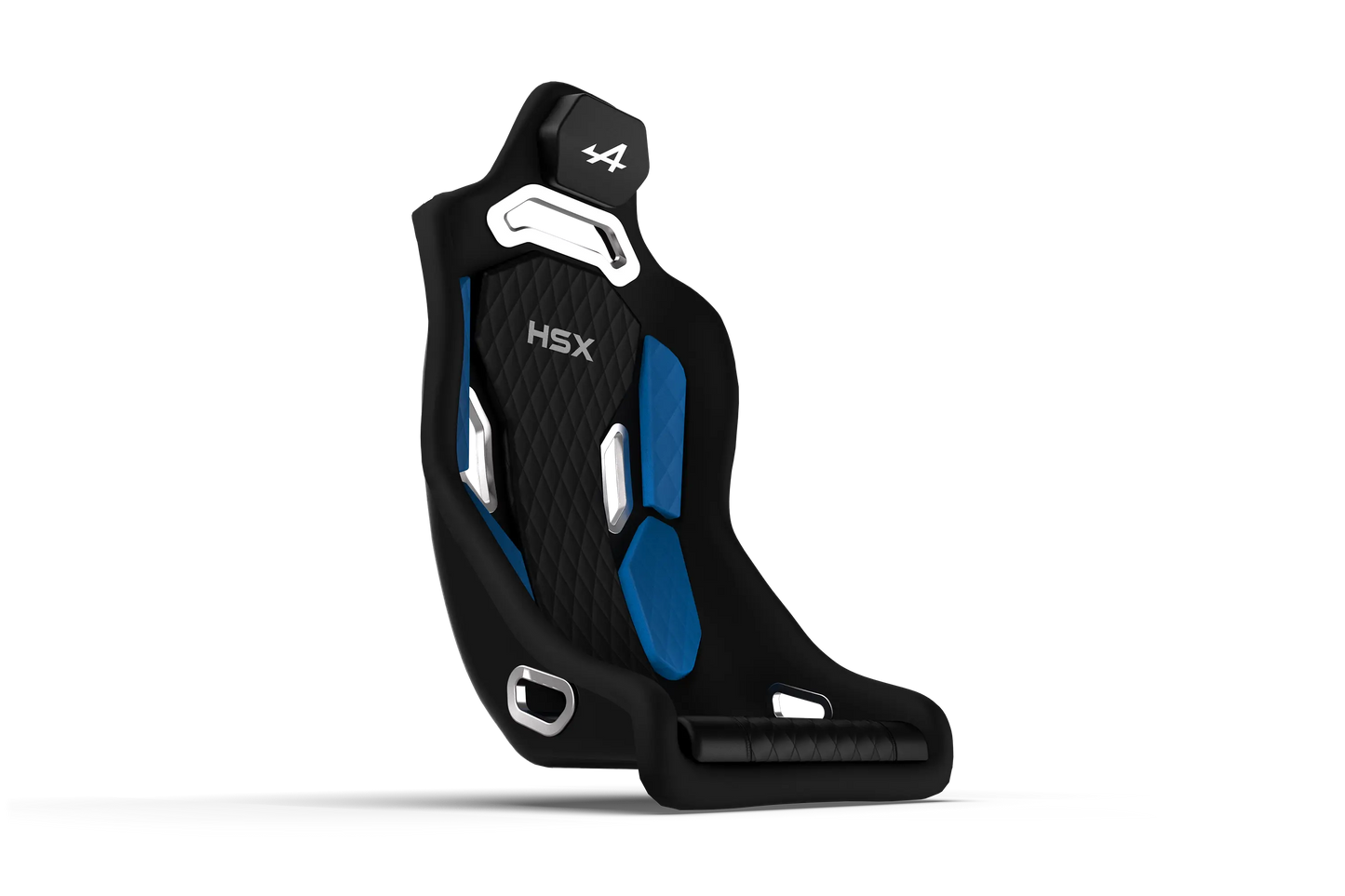 Trak Racer HSX Alpine F1 sim racing seat side view showing fixed-back shell