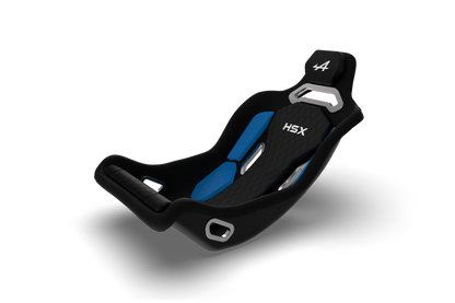 Trak Racer HSX Hybrid Formula Pro sim racing seat in BWT Alpine F1 Team livery