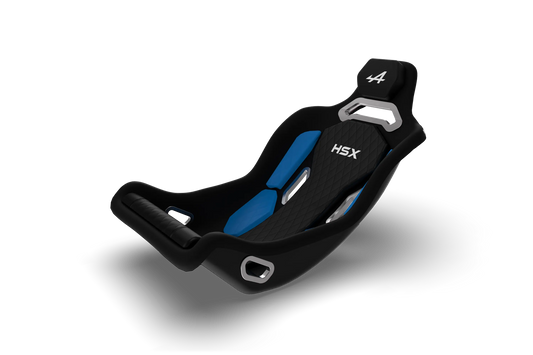 Trak Racer HSX Hybrid Formula Pro sim racing seat in BWT Alpine F1 Team livery