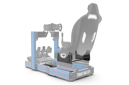 Simulator racing seat with support structure on a transparent background
