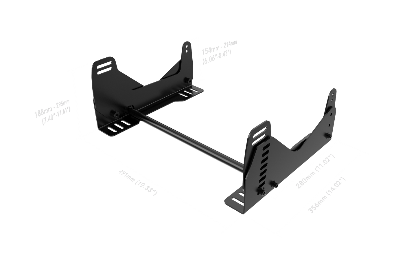 Technical drawing of a metal bracket with dimensions on a green background
