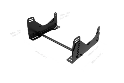 Technical drawing of a metal bracket with dimensions on a green background