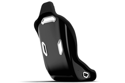 Black motorcycle seat on a white background