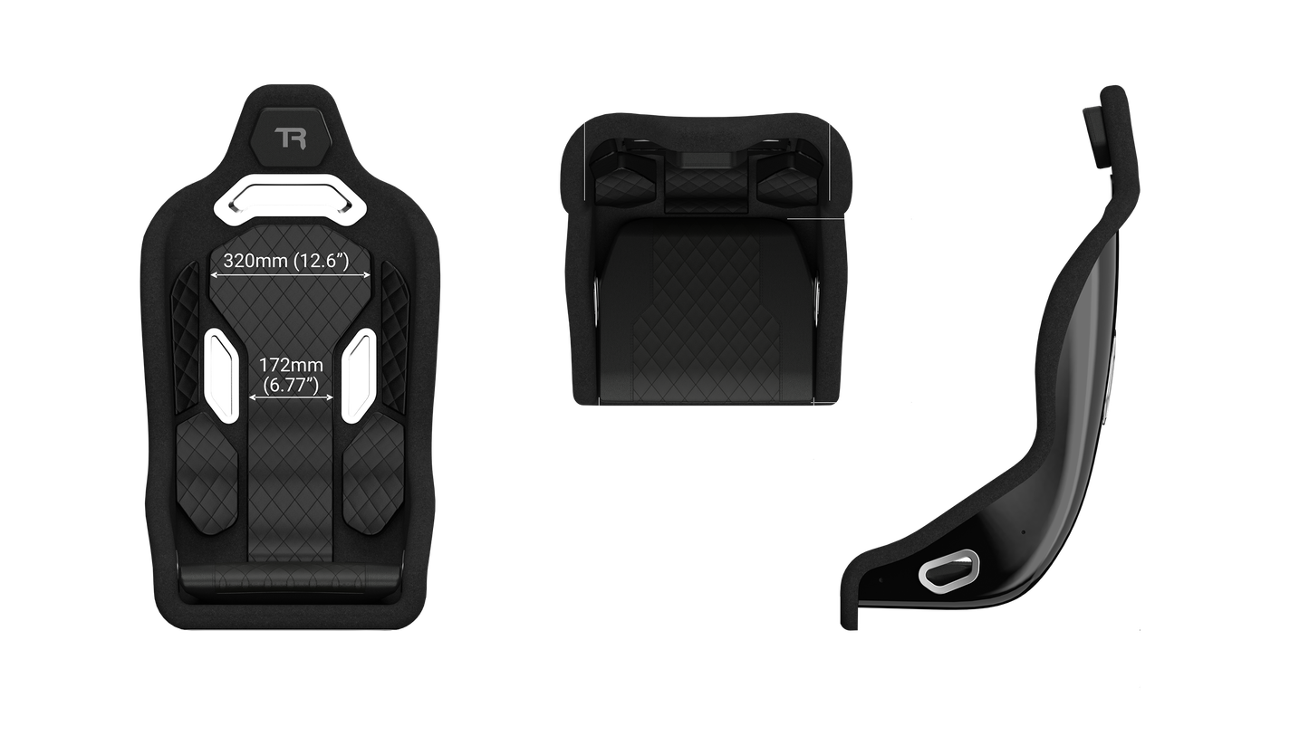 Black car seat belt components on a white background