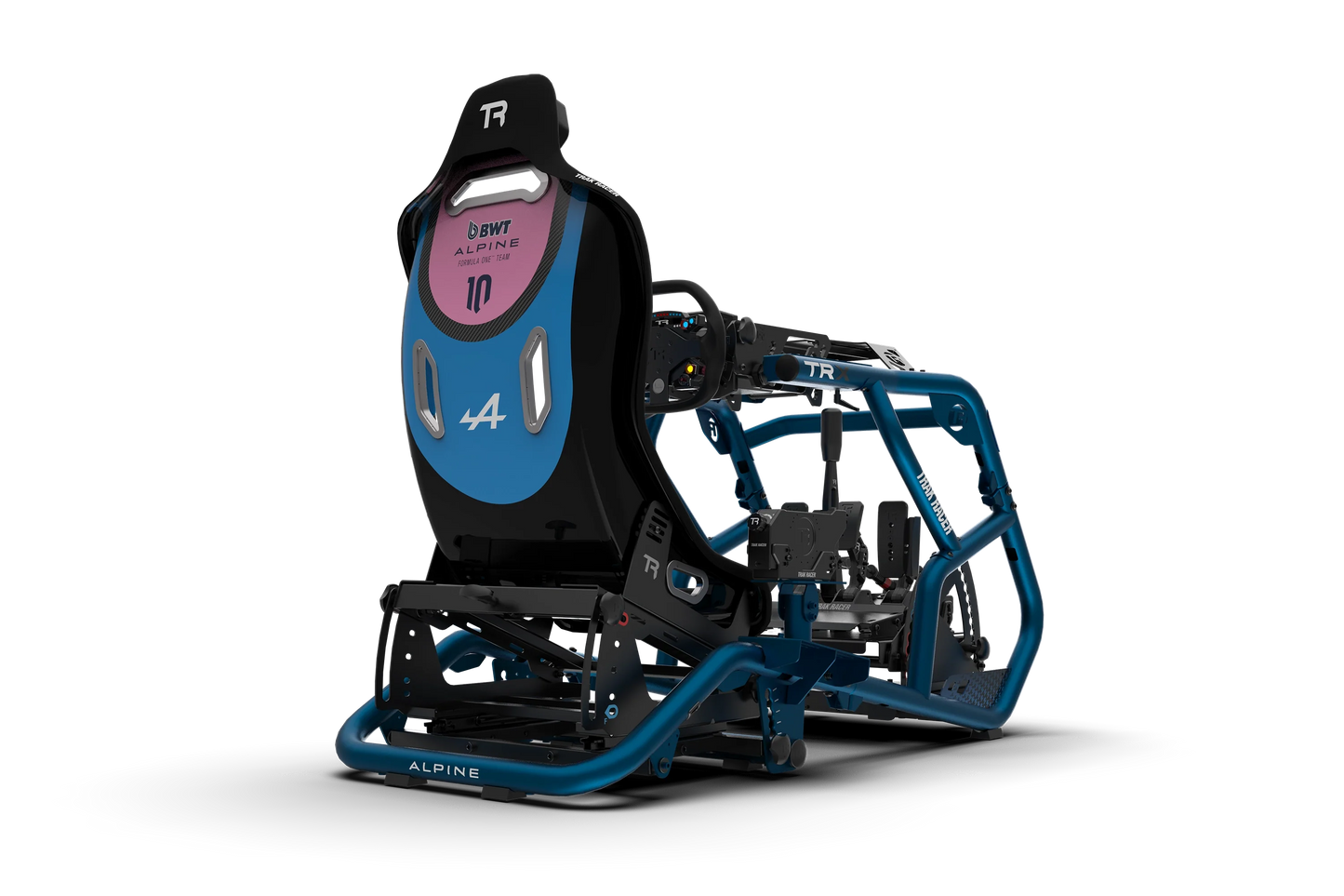 Trak Racer HSX sim racing bucket seat installed in a simulator cockpit