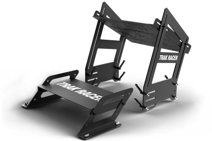Black metal frame with 'Trak Racer' branding on a white background