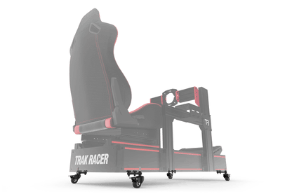 Racing simulator chair with adjustable stand on a transparent background