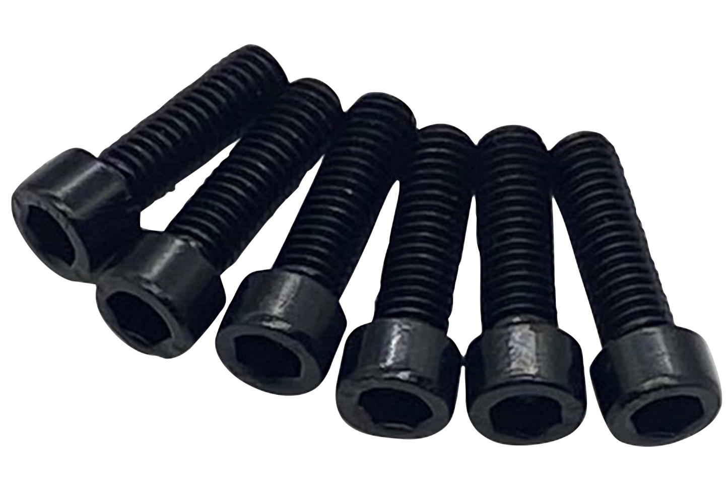 Set of black screws on a white background