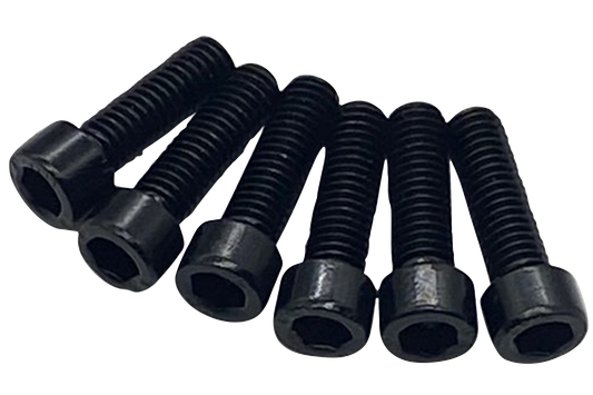 Set of black screws on a white background