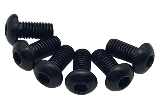 Set of black screws on a white background