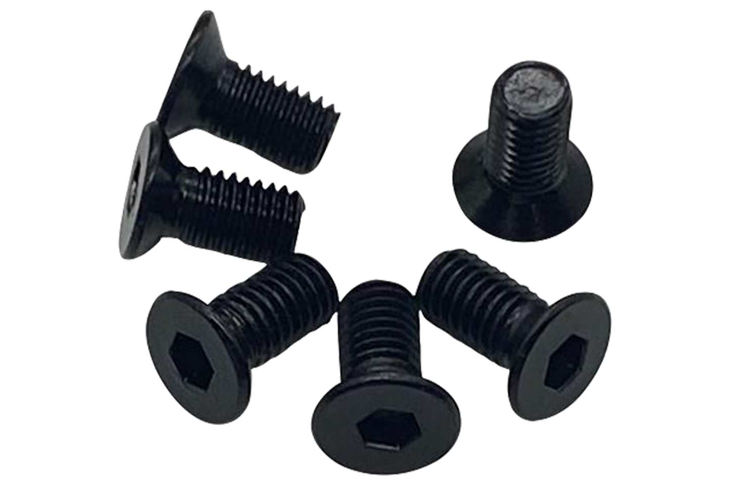 Black screws on a white background