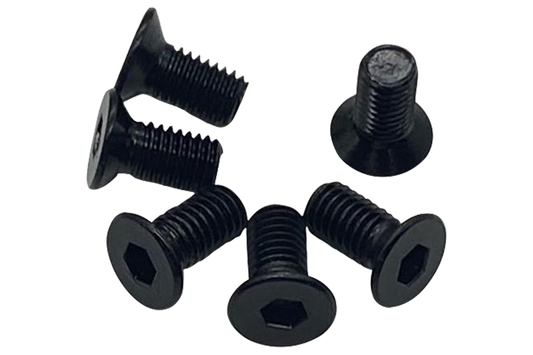 Black screws on a white background