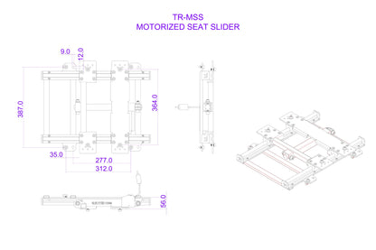 Trak Racer Motorized Seat Slider mounting system for simulator seating