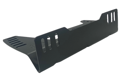 Black metal vehicle skid plate on a white background