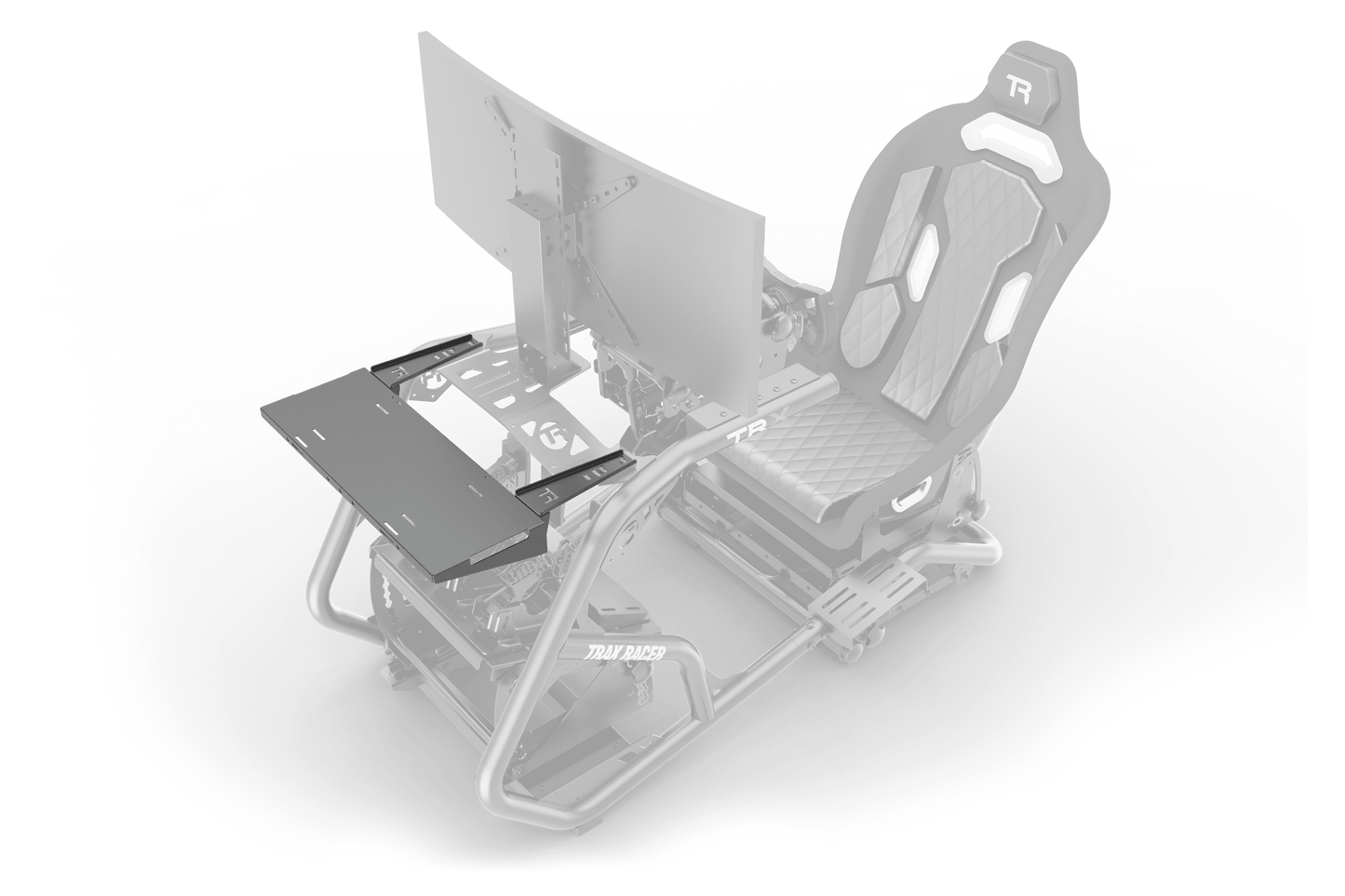 Racing simulator chair with a clear background