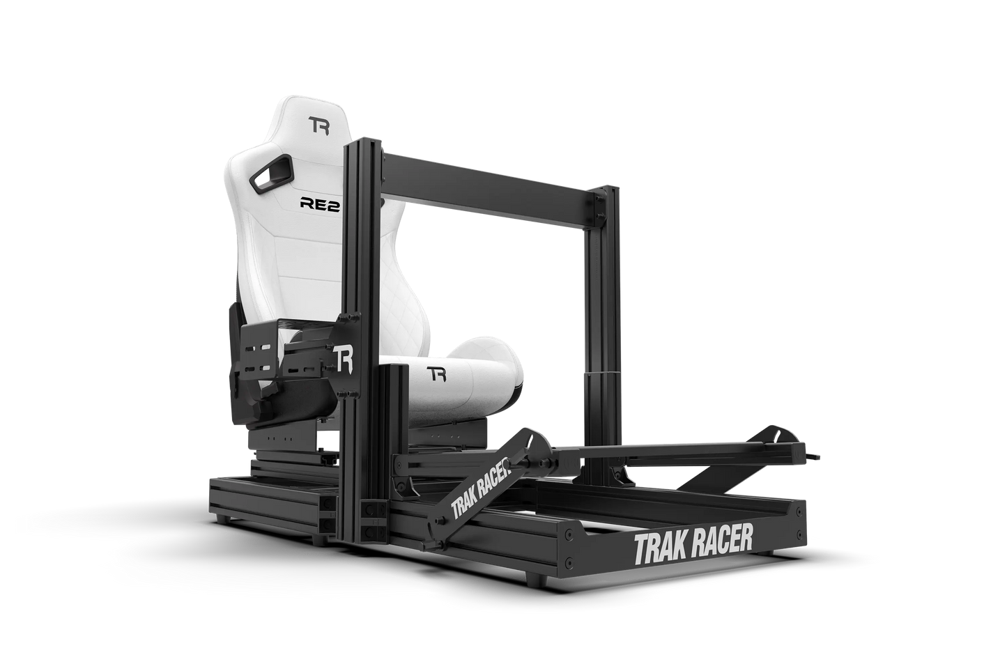 Trak Racer RE2 adjustable seat installed on a sim racing cockpit