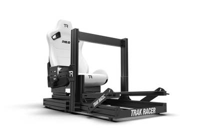 Trak Racer RE2 adjustable seat installed on a sim racing cockpit
