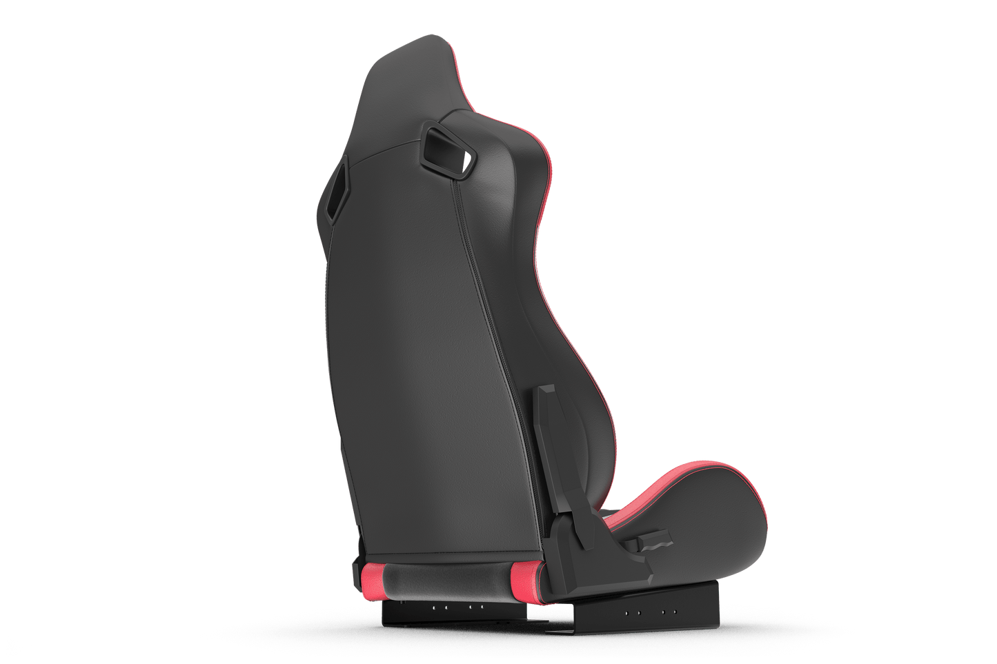 Black car seat with red accents on a transparent background