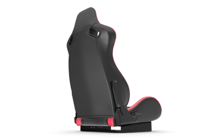 Black car seat with red accents on a transparent background