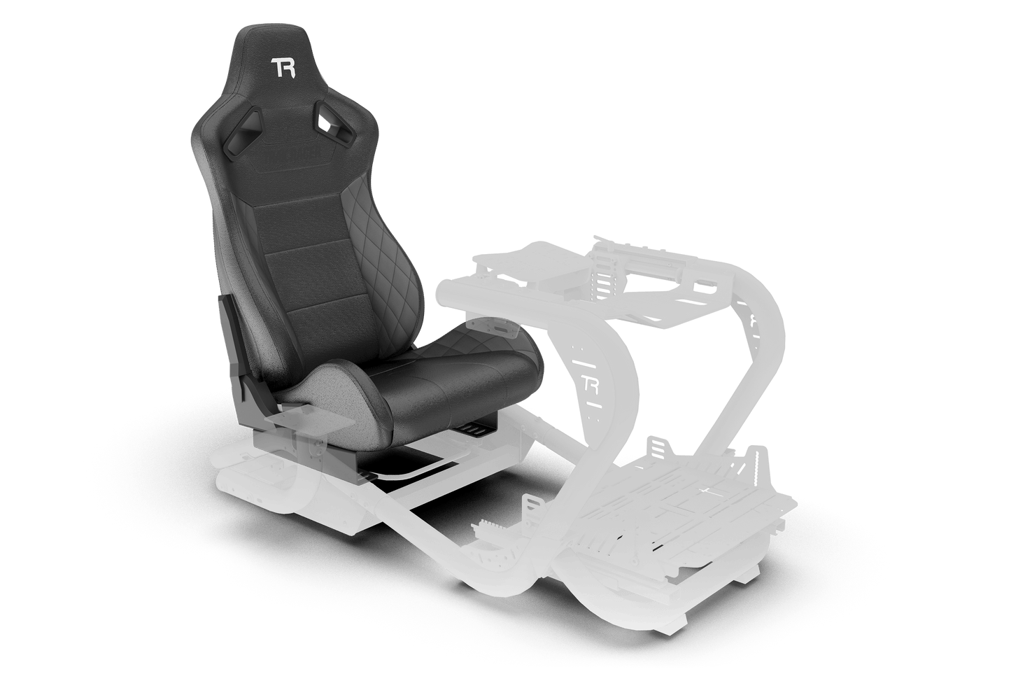 Racing seat with a visible brand logo on a transparent background
