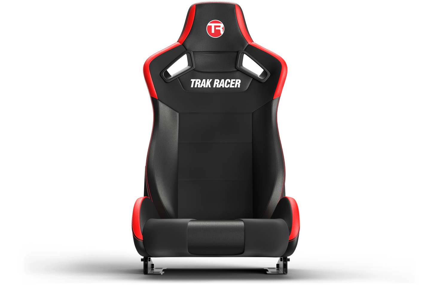 Black and red racing seat with 'Triak Racer' branding on a white background