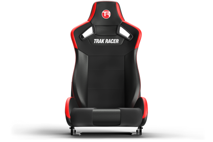 Black and red racing seat with 'Triak Racer' branding on a white background