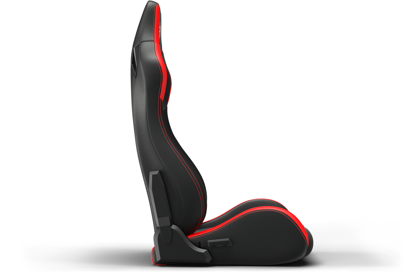 Black and red car seat with a white background