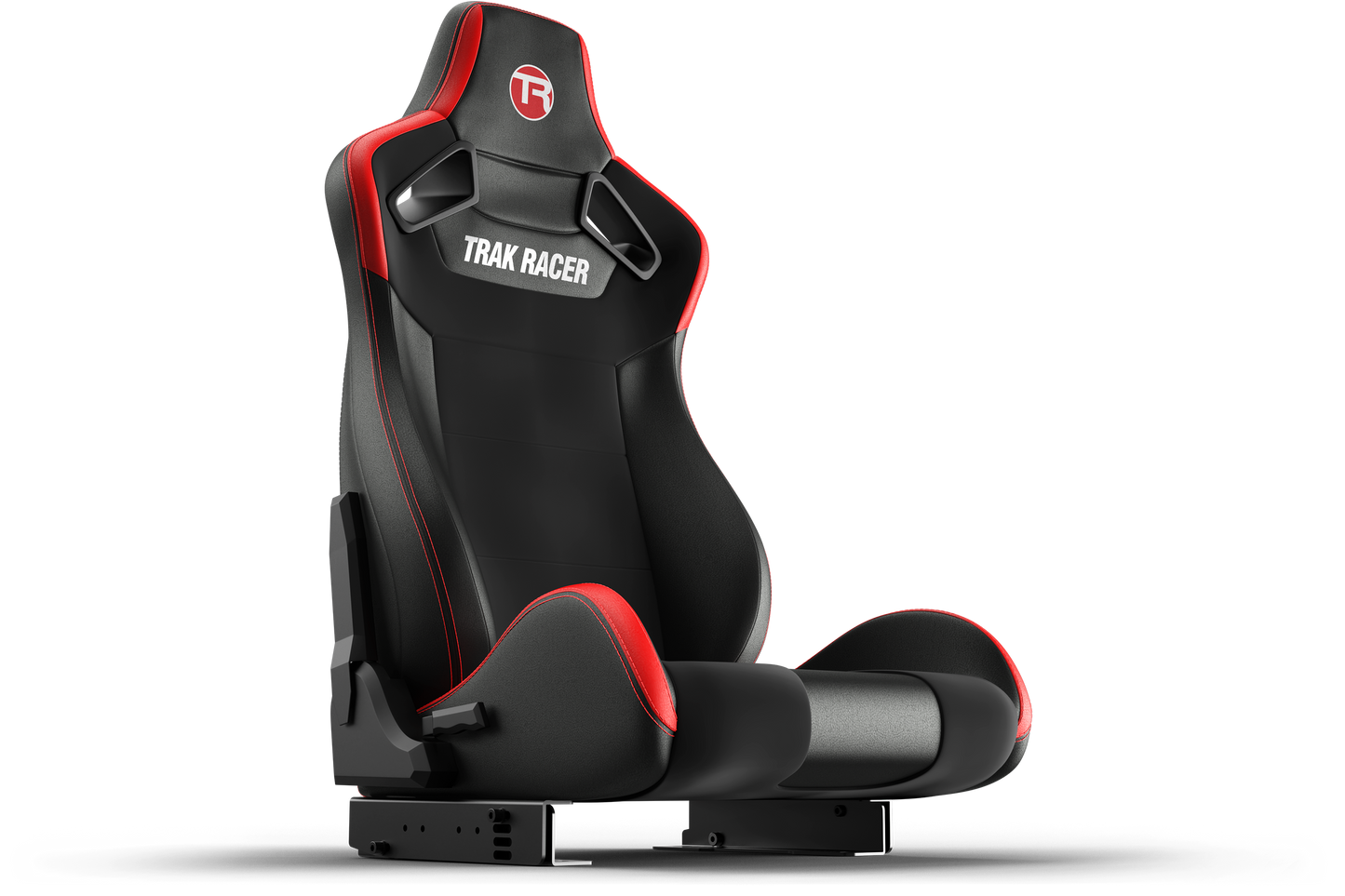 Black and red gaming chair with 'Trak Racer' branding on a white background