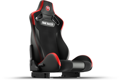 Black and red gaming chair with 'Trak Racer' branding on a white background