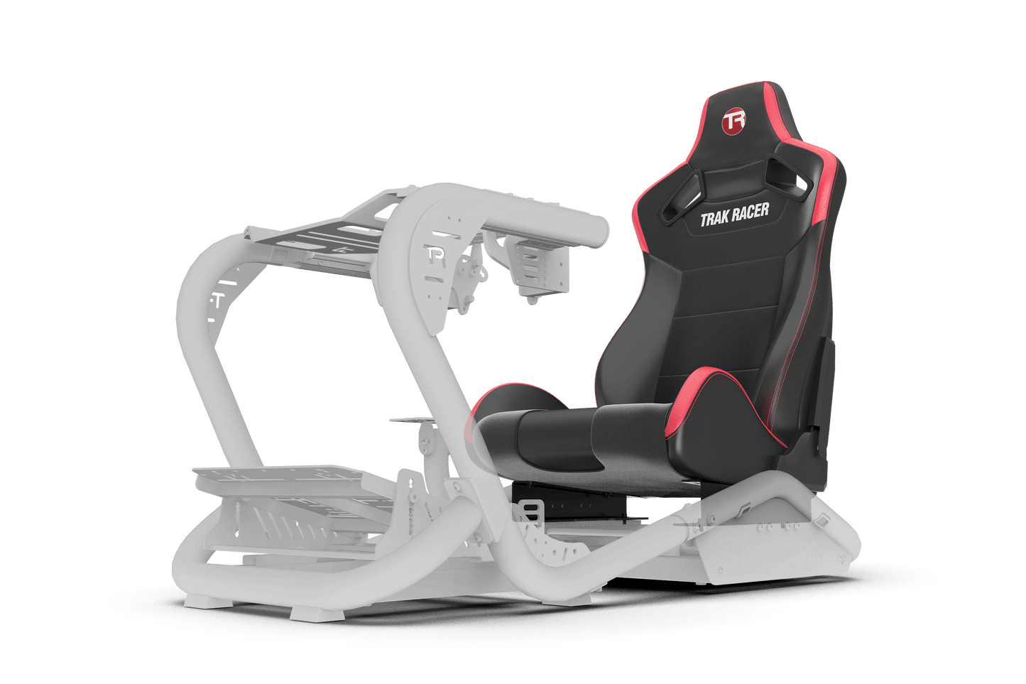 Gaming chair with a realistic racing seat and footrest on a transparent background