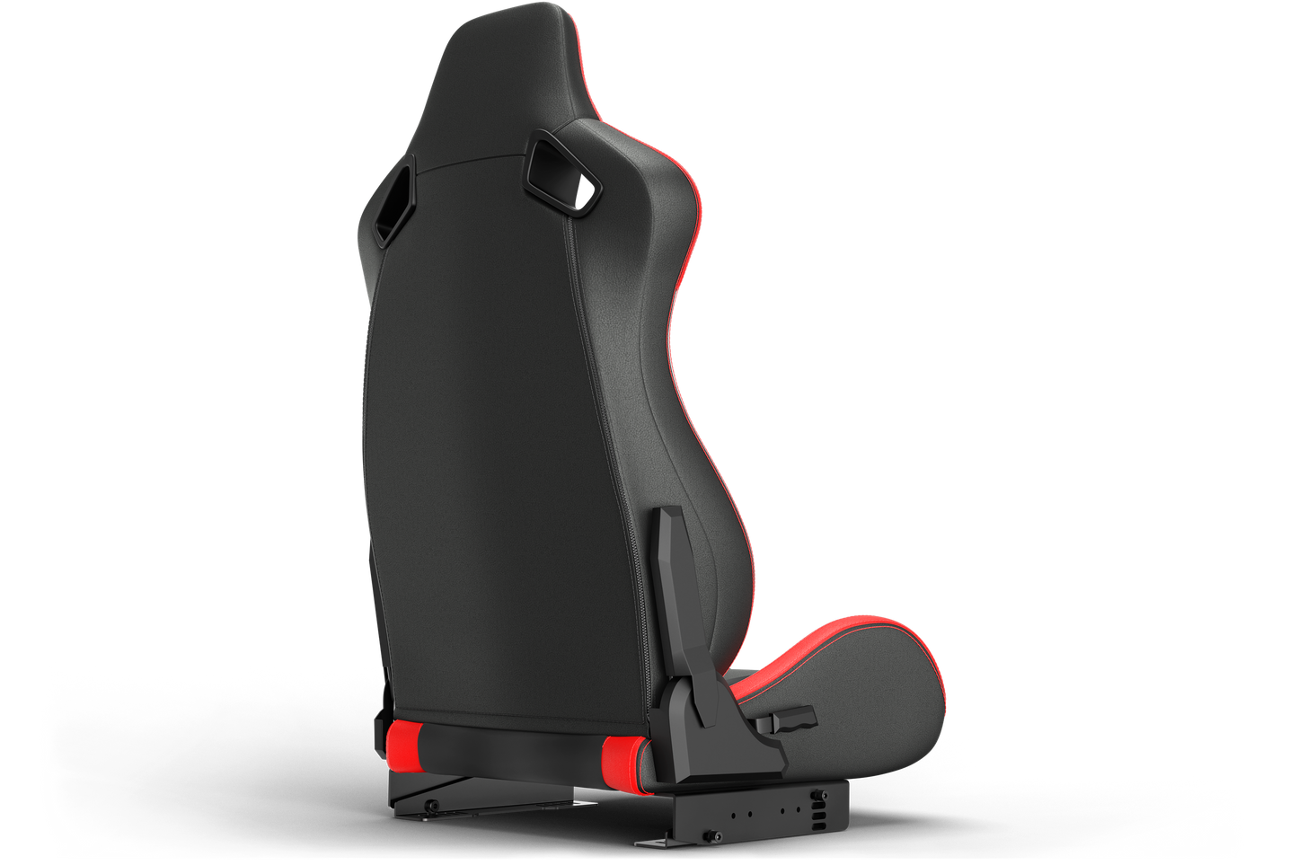 Black and red racing seat on a white background