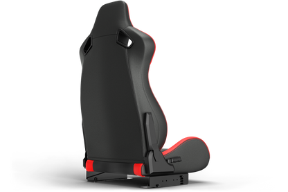 Black and red racing seat on a white background